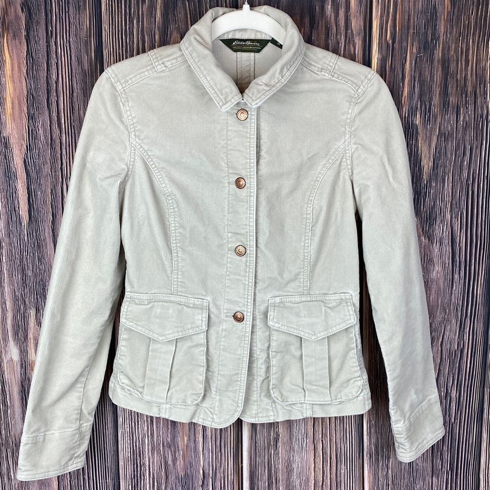 Woman’s Eddie Bauer Cream Colored Cotton Blend- Corduroy Jacket- Size XS